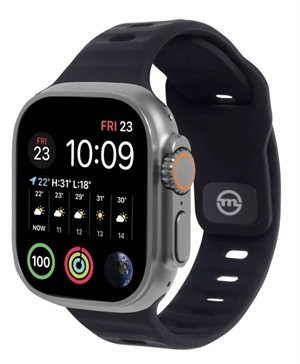 Mobile Origin - Sort Silikone Rem til Apple Watch 49/45/44 & 42mm