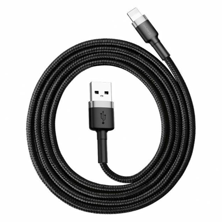 Baseus - USB A til Lightning Sort Vævet 1m kabel 